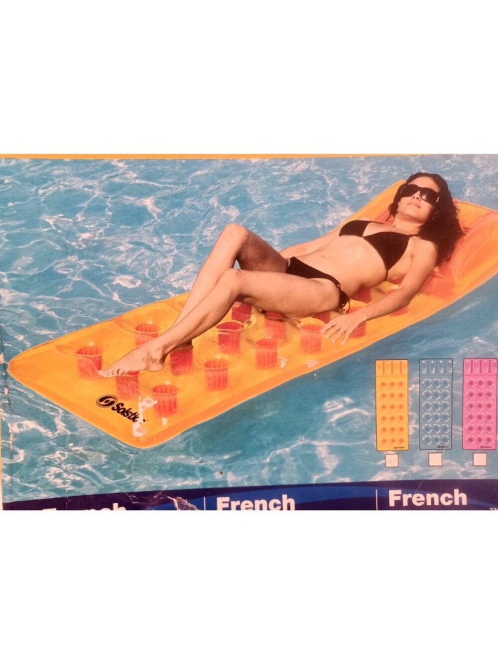 Solstice French Mattress Inflatable Pool Float With 18-Pocket Design Heavy-Duty - Picture 3 of 8